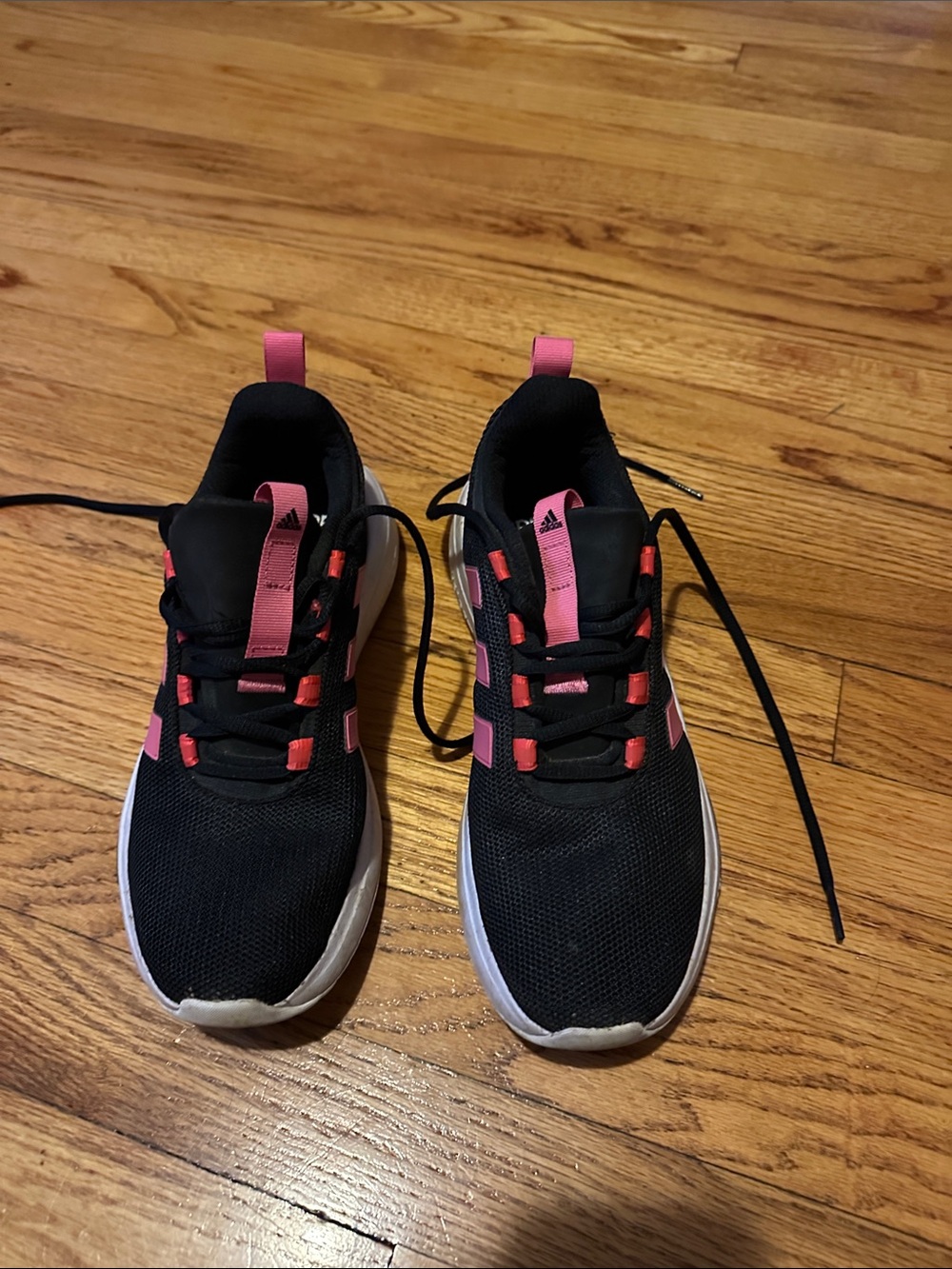 adidas Black and Pink Lightweight Sneakers